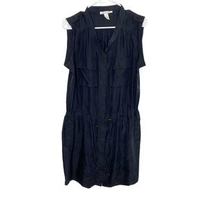 Kenneth Cole black silk shirt dress sleeveless medium EUC